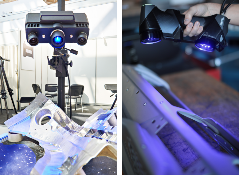 Illustratie van optische 3D-meetsystemen met blauw licht